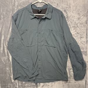 REI Co-Op Sahara Shirt Men’s X-Large Blue Gray Button Up Long-Sleeve Hiking